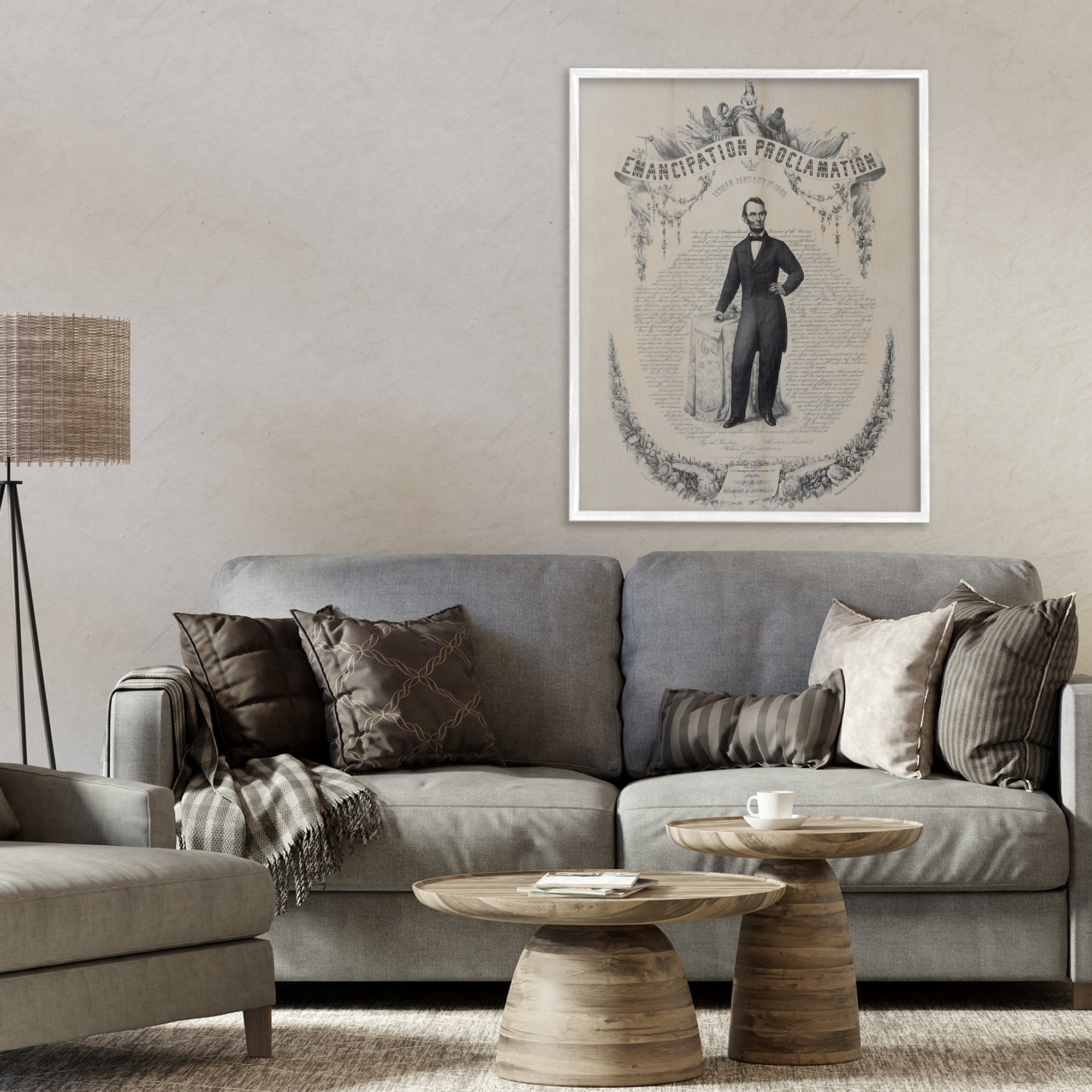 Stupell Industries Lincoln with Emancipation Proclamation White Framed Giclee Art, design by Arlington Prints