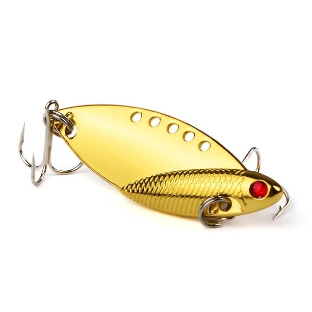 Señuelo de pesca para pesca de lubina, hoja giratoria para pesca de lubina (12 piezas, dorado)