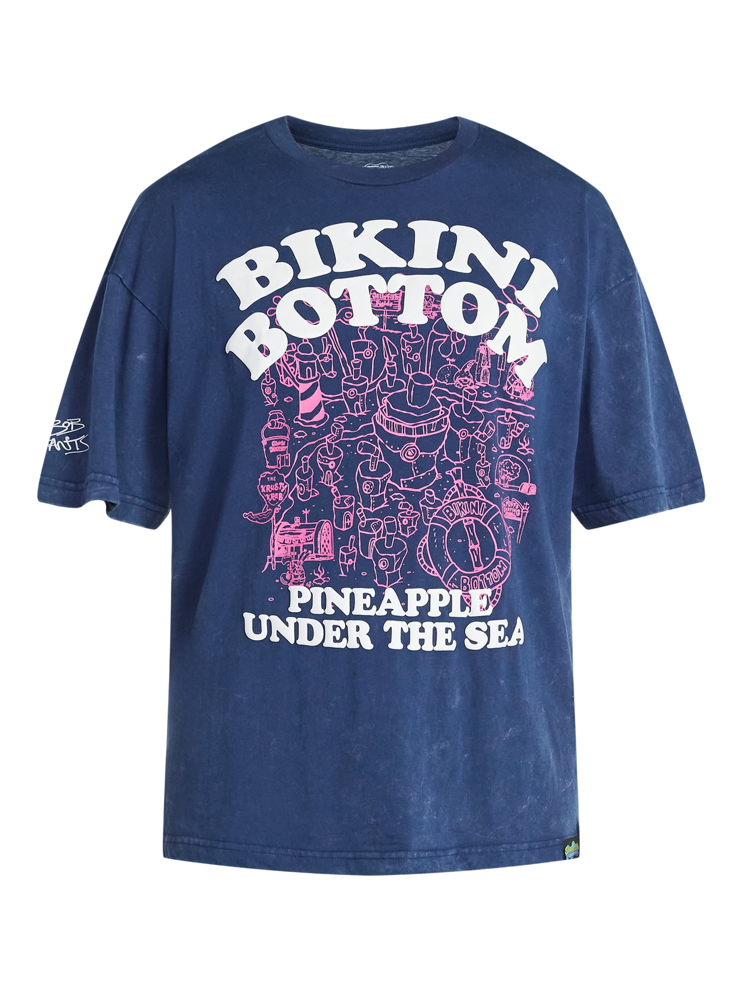 SpongeBob SquarePants Men's and Big Men's Bikini Bottom Graphic Tee, Sizes S-3XL