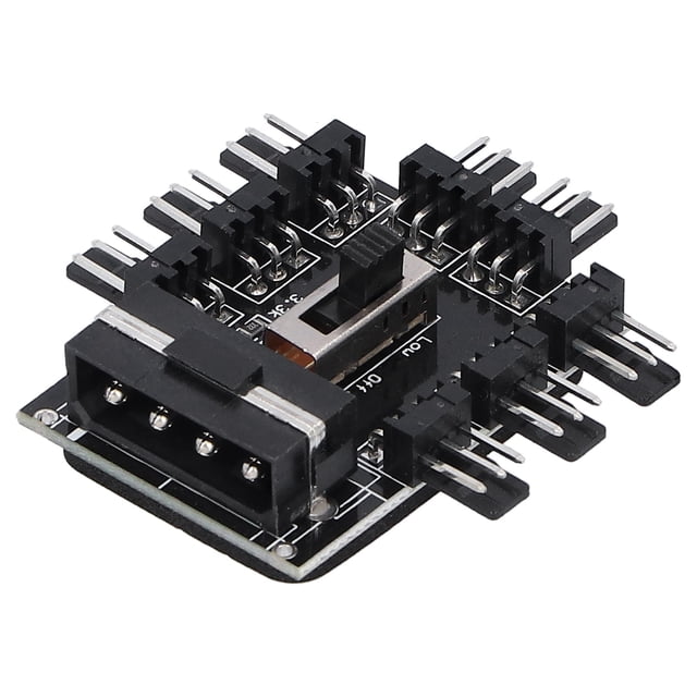 Akozon 8‑Way Speed Controller,Fan Hub Splitter,Computer Fan Hub Splitter 8‑Way Speed Controller 3 Pin Extension Cable Big 4 Pin Interface