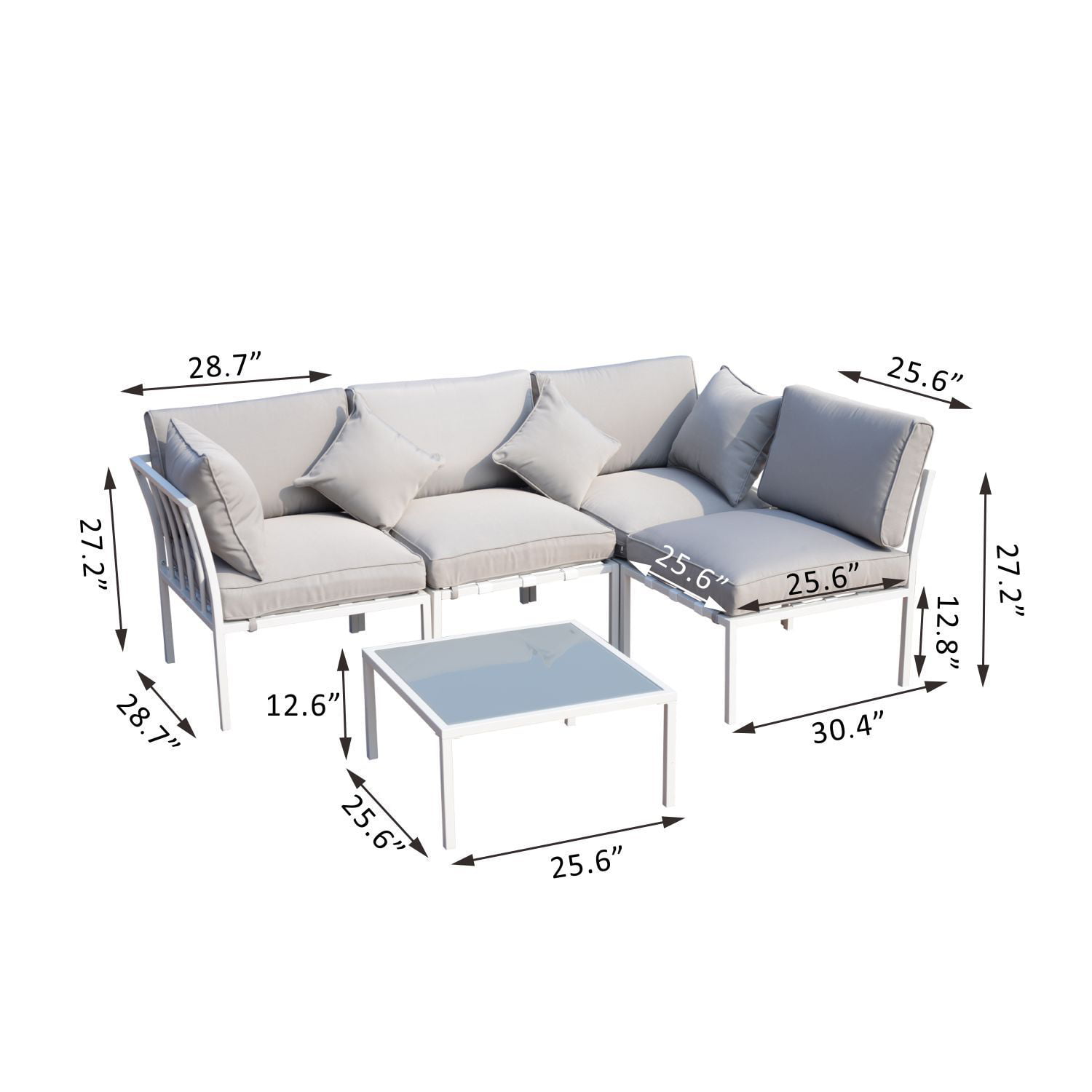 Outsunny 4-Piece Outdoor Furniture Patio Conversation Seating Set with a Loveseat, 2 Sofa Chairs, and Coffee White - Walmart.com