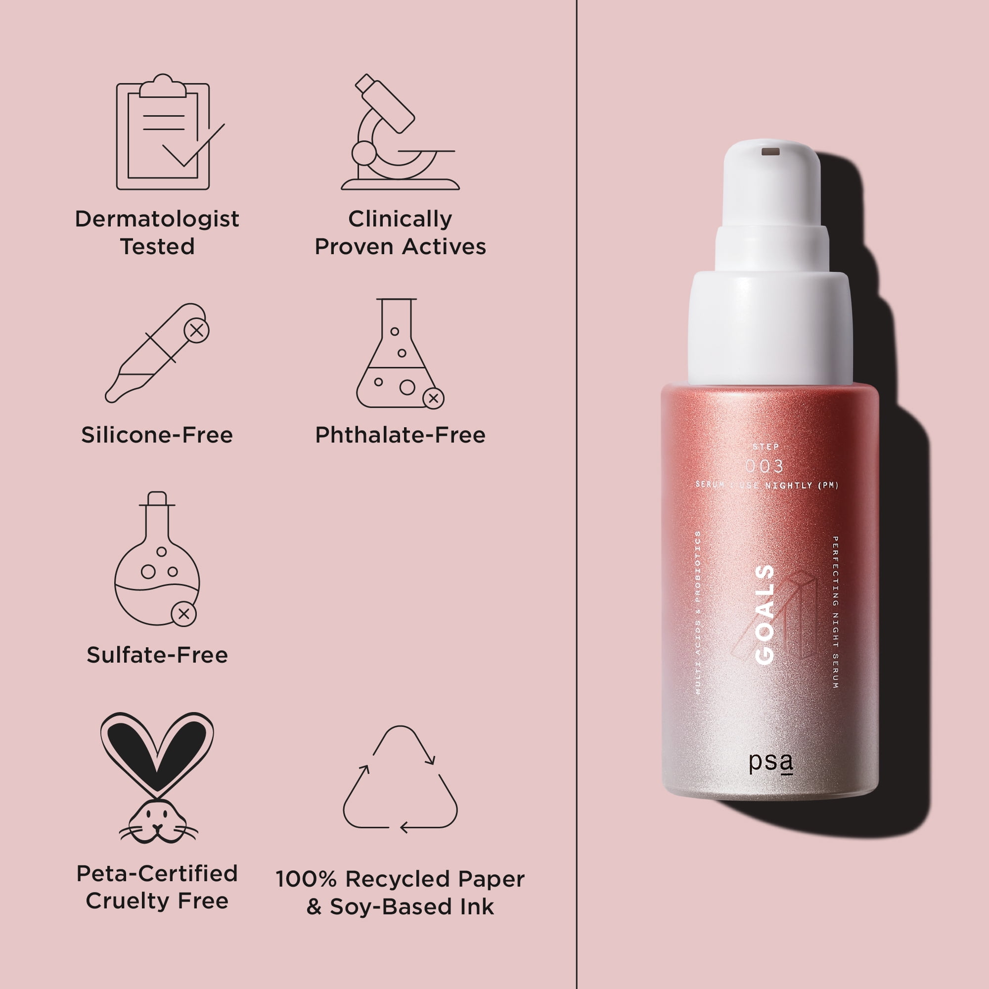 PSA Goals Multi Acids & Probiotics Perfecting Night Serum 1oz/30ml