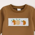thumbnail image 4 of Gibobby Baby Boy Thanksgiving Outfit Letter Embroidery Long Sleeve Sweatshirt Elastic Pants 2 Piece Clothes for Toddler(Brown,6-12 Months), 4 of 5