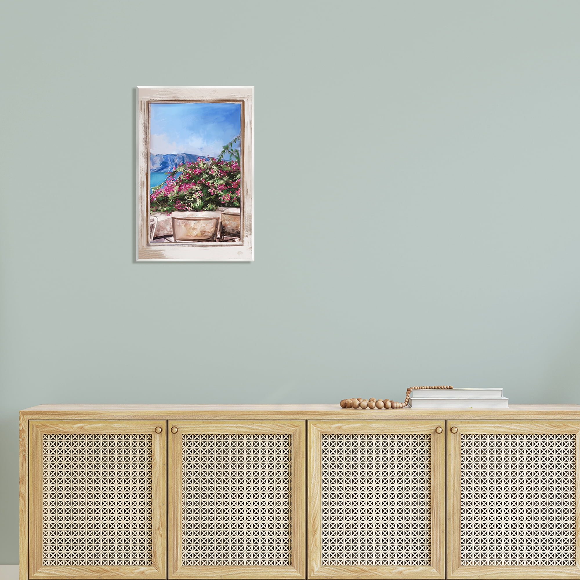 Stupell Industries Through Window View Seaside Flower Garden Scene Painting Unframed Art Print Wall Art, Design by Ziwei Li