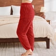 thumbnail image 4 of Womens Winter Sherpa Fleece Sweatpants Drawstring Waist Joggers Pants Thick Thermal Casual Trousers with Pockets, 4 of 7
