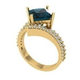 thumbnail image 2 of 2.3075 ct Princess Cut Natural London Blue Topaz Solitaire with Simulated Diamond Accents 18K Yellow Gold Womens Engagement Ring, 2 of 5