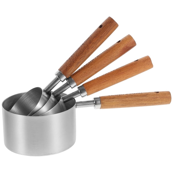 HAMPPLIES 1 Set of Measuring Cups with Spoon for Flour Measuring Stainless Steel Kitchen Tools