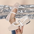 thumbnail image 2 of SuTry Women's Square Toe Mesh Flats Mary Jane Style Adjustable Buckle Strap Breathable Lightweight Comfortable Slip On Casual Walking Office School Work Daily Wear Shoes(38), 2 of 9