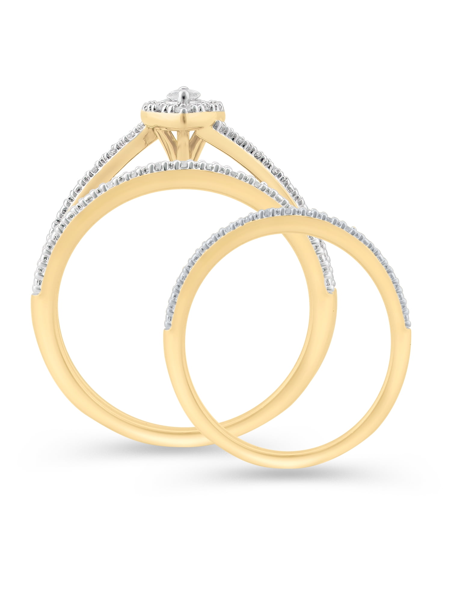 Brilliance Fine Jewelry 1/4 Carat Lab Grown Diamond Women & Mens Trio Set Ring 14K Gold Plated Silver