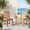 Teak Color, variant on kaleemen 68.9" HDPE Outdoor Dining Table with Umbrella Hole , Never Sagging One-Piece Tabletop with Metal Support Bars for Poolside, Backyard, and Garden - Blue