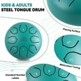 thumbnail image 3 of EASTROCK Steel Tongue Drum 8 Note 6 inch Rain Drum C Key Percussion Handpan with Drumsticks & Bag(Green), 3 of 7