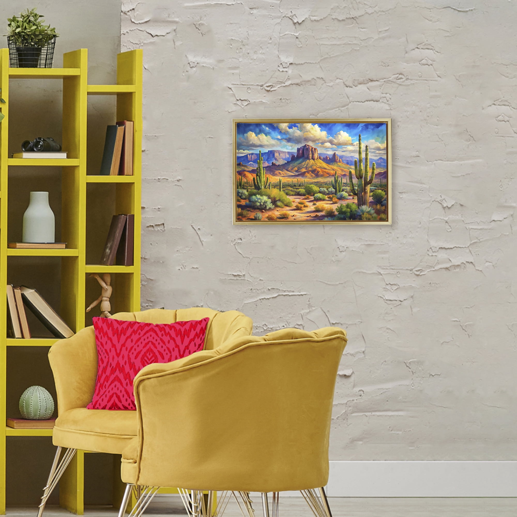 Stupell Industries Majestic Saguaro Desert Landscape Gold Framed Floater Canvas Wall Art, design by Creative Studio