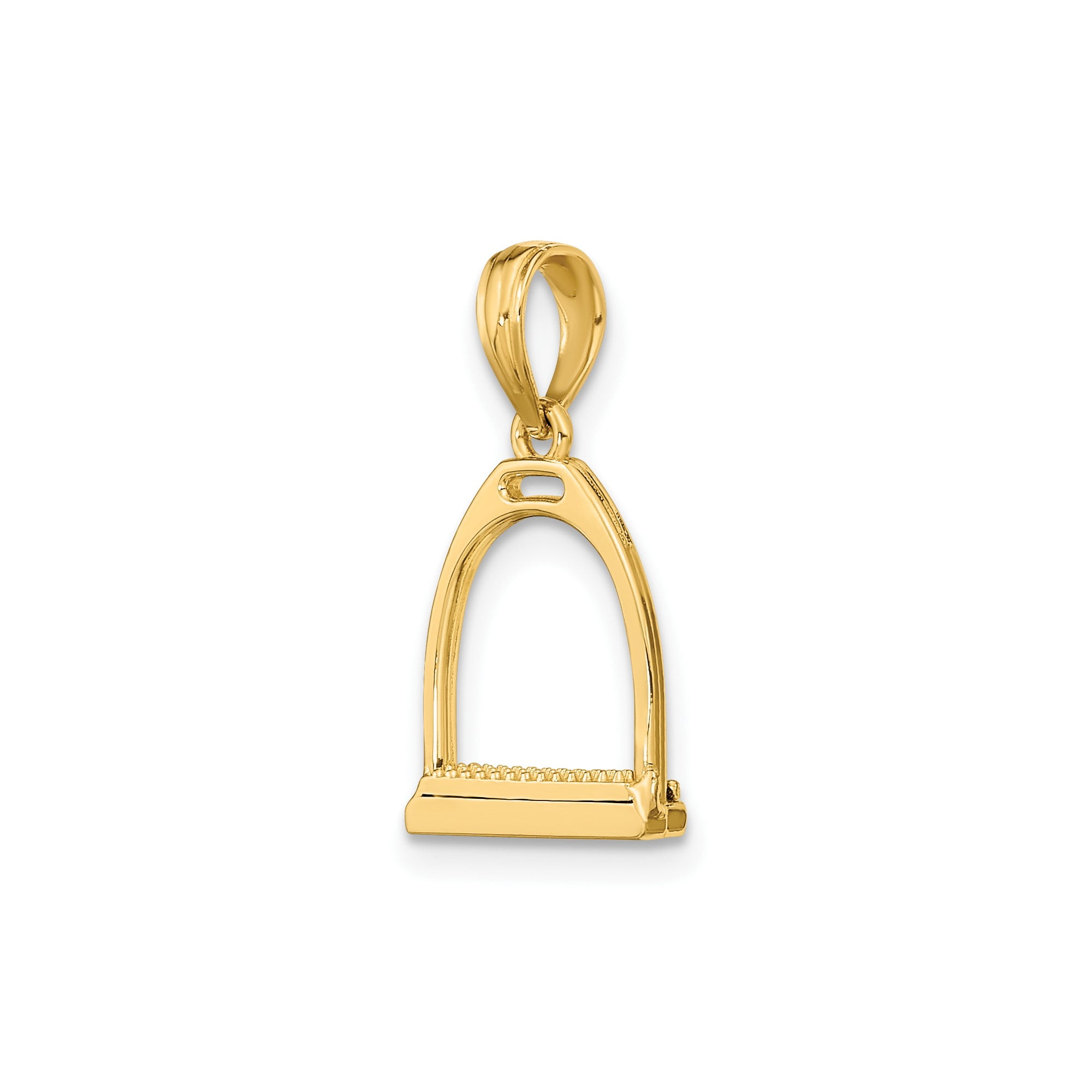 10k Yellow Gold Stirrup Pendant Necklace for Women, Equestrian Horseback Riding Jewelry, Western Country Style Symbol of Strength and Stability