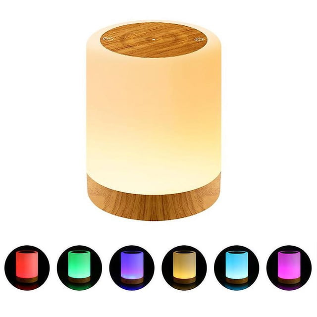 Lámpara de mesa de noche con luz táctil regulable, con 256 colores RGB que cambian de color, luz de noche LED cálida para niños, batería recargable USB de 2200 mAh, memoria