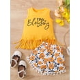 thumbnail image 2 of Bagilaanoe 2pcs Toddler Baby Girls Short Pants Set Letter Print Sleeveless Tank Tops + Shorts 1T 2T 3T 4T 5T 6T Kids Casual Summer Outfits, 2 of 9