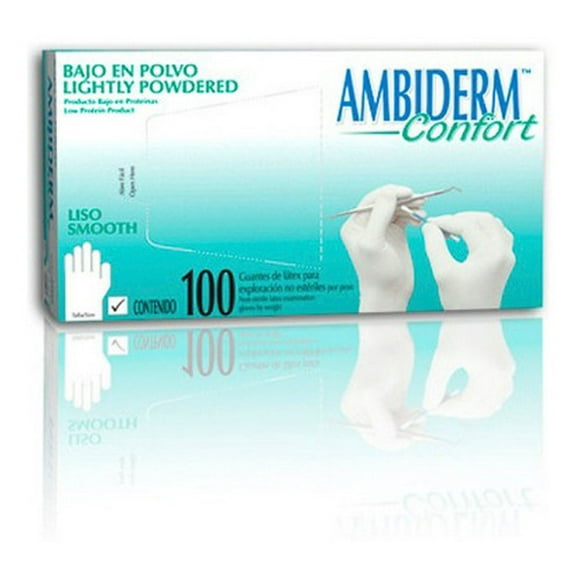 Guante De Latex Ambiderm Liso Mediano Blanco Confort 100101013