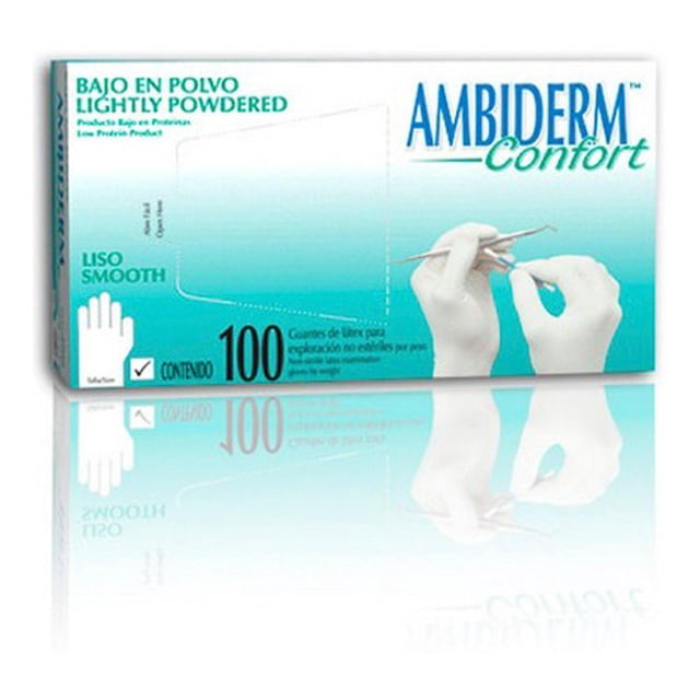 Guante De Latex Ambiderm Liso Mediano Blanco Confort 100101013