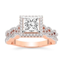 IGI Certified 1 Carat Princess Shape Lab Grown Diamond Engagement Ring | 14K Rose Gold | Imperiella Halo Celtic Knot Diamond Ring | FG-VS1-VS2 Quality Friendly Diamonds
