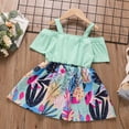 thumbnail image 3 of Coerni Baby Girls Off Shoulder Dress Floral Swing Dresses Ribbed Summer Casual Sundress Little Girl Elegant Princess Dress, 3 of 8