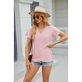 thumbnail image 4 of XCHQRTI Women's V Neck Blouse Shirt Wrap Front Tunic Top Short Sleeve Asymmetrical Shirt Tops, 4 of 7