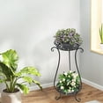 thumbnail image 2 of 2 Tier Metal Plant Stand Flower Pot Holder Shelves for Garden Home, Vintage & Rustic Style Indoor Outdoor Pots Container Supports, 2 of 8