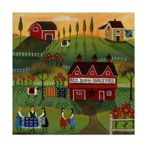 Trademark Fine Art 'Red Barn Quilters 1' Canvas Art by Cheryl Bartley