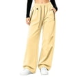thumbnail image 2 of Xdegoge Quick Dry Pants Women Hiking Waterproof Wide Leg Parachute Trousers with Zipper Pockets Drawstring Elastic Waist Baggy Outdoor Cargo Sweatpants, 2 of 6