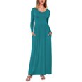 thumbnail image 4 of Women's Long Sleeve Loose Plain Maxi Dresses Casual Long Dresses with Pockets,US Size,Long Sleeve Dark green,L, 4 of 9