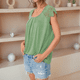 thumbnail image 3 of Blusas de Encaje para Mujer, Camisas Plisadas de Corta, Verde S, 3 of 5
