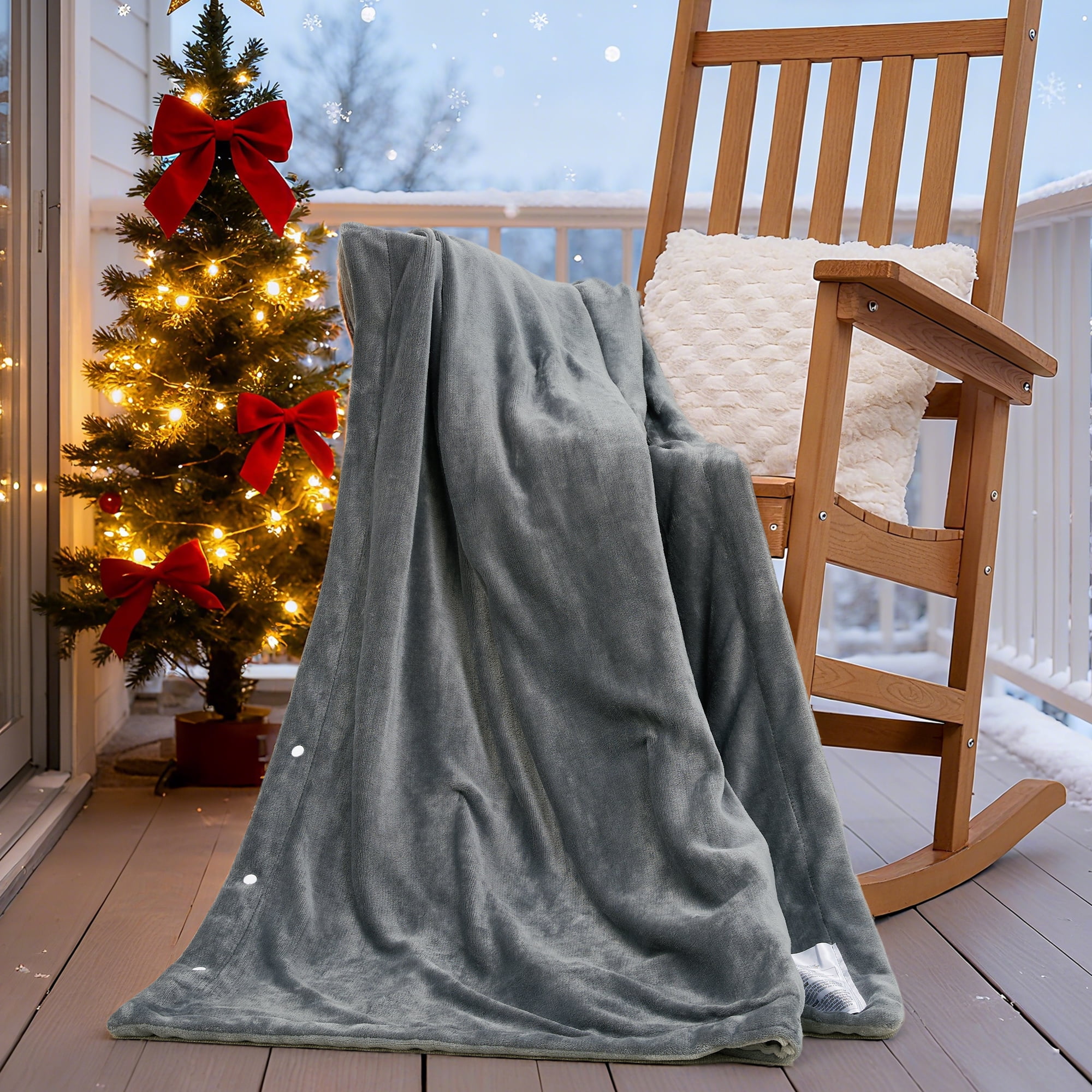 MaxKare Heated Blanket 50" x 72" Electric Throw with 6 Heating Levels & 4H Auto-off, Gray