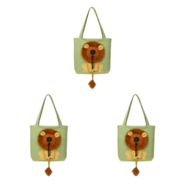 stanreset 1/2/3/5 Soft Pet Carrier Head Open Lion Design Shoulder Bags Cat Dog Bag Retractable Travel Pets Handbag with Safety Zippers Light green L 3PCS