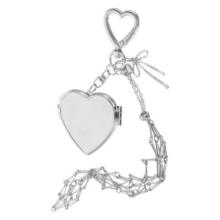 FOMIYES Stainless Steel Lipstick Holder Keychain Elegant Mesh Compact Mirror Accessory