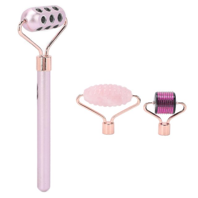 3 in 1 Gua Sha Facial Tool Set Jade Stone Facial Microneedle Roller Massager Tools