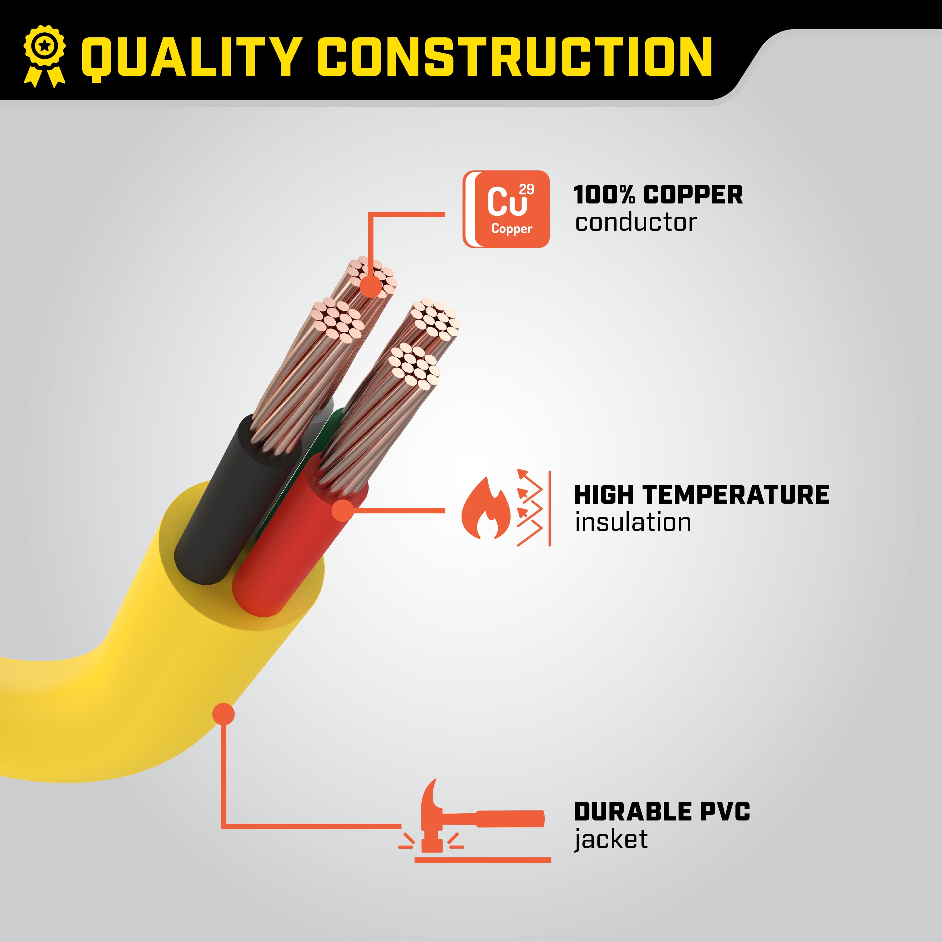 Champion Power Equipment 48043 10 Gauge 25ft Black 4 Outlets Generator Extension Cord