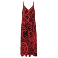 thumbnail image 4 of Red black Polynesian floral design Sleeveless Dress evening dress woman dress for woman elegant dresses plus sizes, 4 of 6