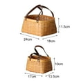 thumbnail image 5 of UDIYO Storage Basket Eye-catching Reinforced Handle Wood Clothes Sundries Organizer Wicker Basket for Home, 5 of 7