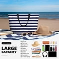 thumbnail image 5 of Wukai Navy Blue And White Stripes Print Zipper Bag,large Beach Tote Bag,Waterproof Sandproof Bag,Grocery and Picnic Tote Travel Bag, 5 of 5