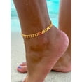 thumbnail image 3 of FOCALOOK July Birthstone Anklet for Women Cuban Link Ankle Bracelet Gold Plated Dainty Foot Chain Simulated Ruby Gemstone Jewelry Birthday Gifts, 3 of 12