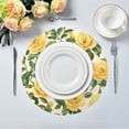thumbnail image 2 of Round Plate Mat 15.4x15.4 Inchesx1 Placemat Table Mat Kitchen Mat Coffee Mat Fabric Thick, Strong Wear-Resistant, Heat Resistance Lovely Big Yellow Roses, 2 of 7