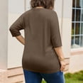 thumbnail image 4 of Women's Plus Size 3/4 Length Sleeve Round Neck Tee Shirt with Pockets Casual Spring Summer Basic Solid Loose Tunic Tops, 4 of 7