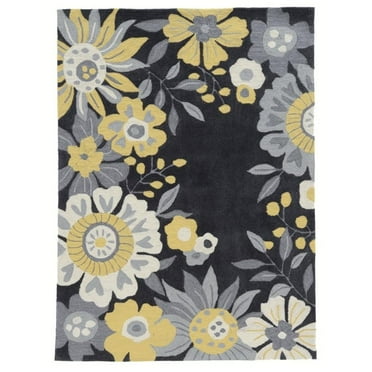 Linon Tripoli Wildflower Hand Tufted Polyester 2'x3' Rug in Gray