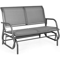 PetFurnishn Swing Glider Chair 48 Inch with Spacious Space, 2 People Swing Lounge Glider Chair Patio Bench Outdoor & Indoor for Patio, Backyard, Poolside, Lawn Steel Rocking Garden Loveseat (Gray)