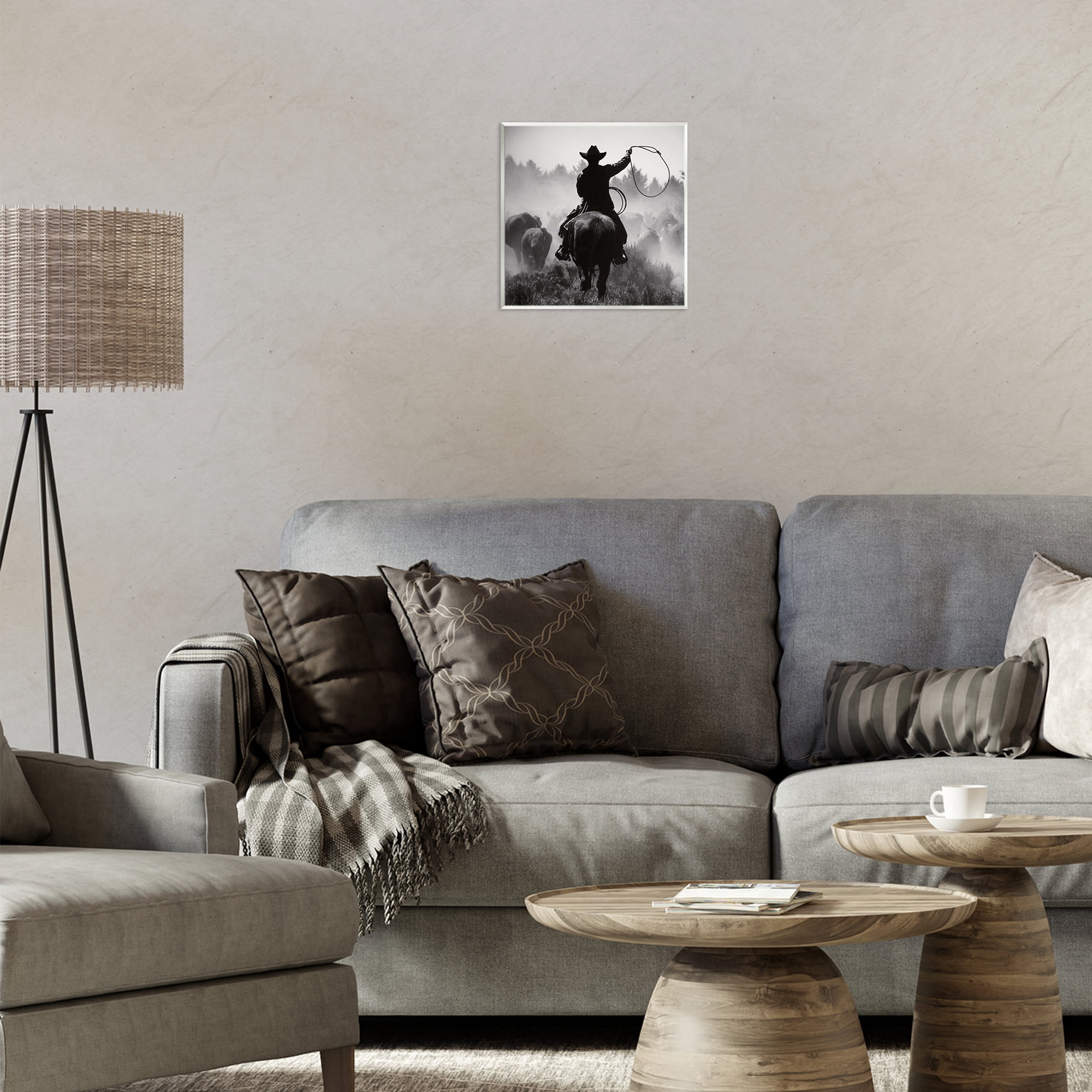 Stupell Industries Cowboy Swinging Lasso People Photography Unframed Art Print Wall Art, 12 x 12