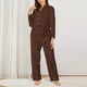 thumbnail image 2 of Fotbe Dark Brown Glitter Conjunto de Pijama de Manga Larga para Mujer con Estampado, Ropa de Dormir de 2 Piezas, Conjunto de Casa Suave y Cómodo con Bolsillos-Medium, 2 of 7
