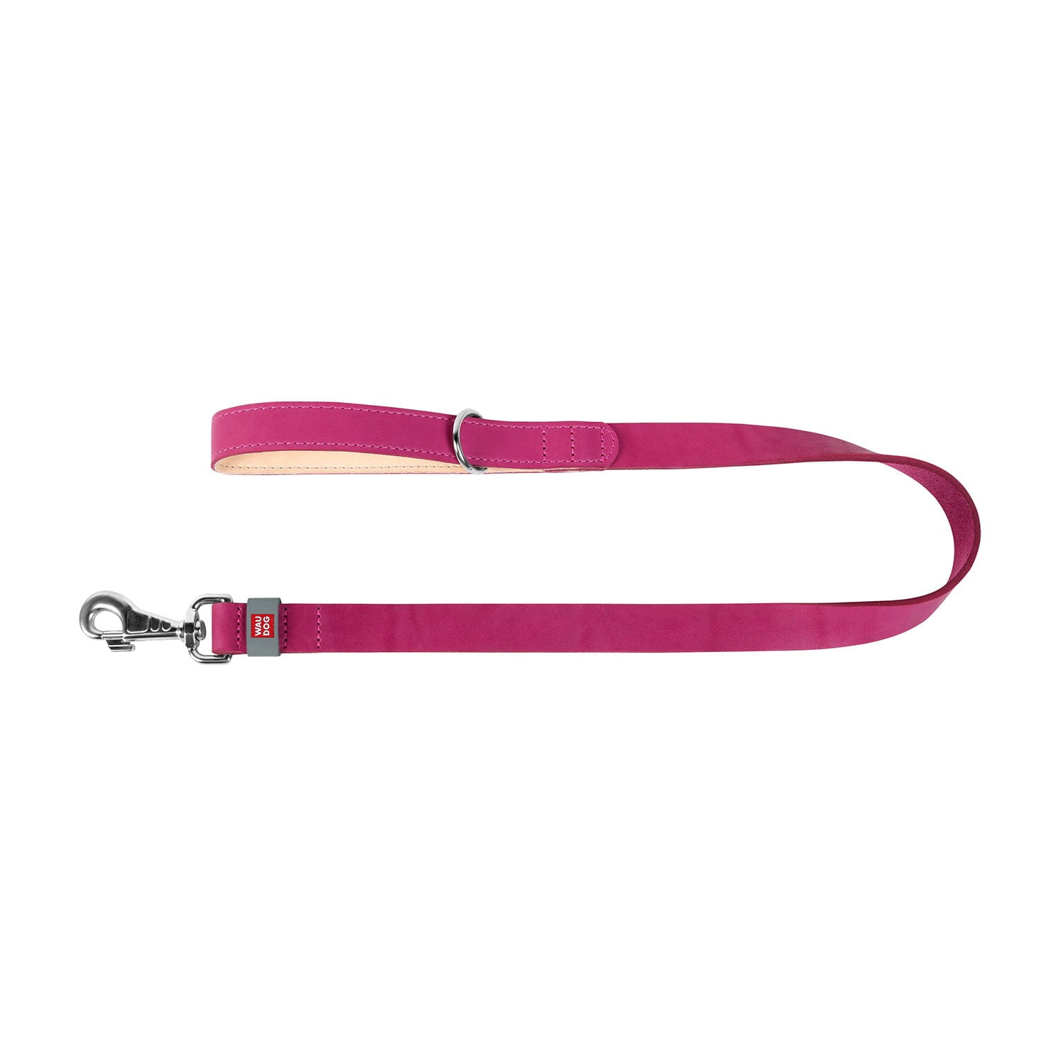 WAUDOG Classic Design Leather Dog Leash for Puppy Small Medium and Large Dogs - Boy & Girl Leather Dog Collar | Special Design Leather Leash for Training & Walking Cute Small, Medium Large Dogs - Pink