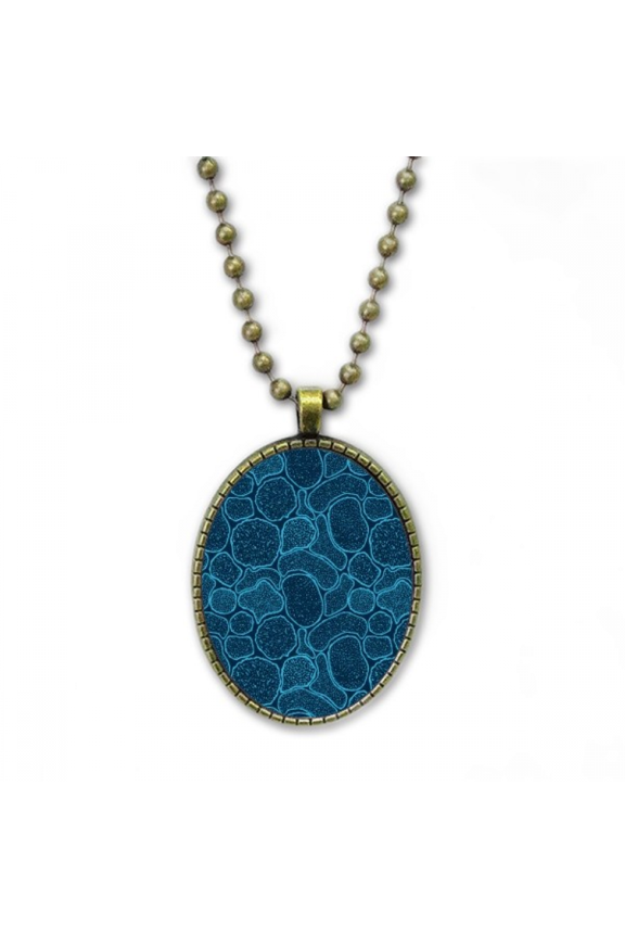 Blue Microscope Cells Structure Illustration Necklace Vintage Chain Bead Pendant Jewelry Collection