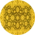 thumbnail image 1 of Ahgly Company Indoor Round Oriental Yellow Traditional Area Rugs, 4' Round, 1 of 4