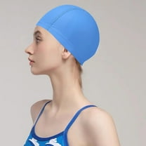 CxhicLuv Waterproof Swim Cap, 9.4×7.1×0.4 Inch, Elastic, Comfortable, Ear-Protected, Ideal for Swimming Pools, Spas, PU & Non-Tightening, Suitable for Adults, Swimmers, Blue