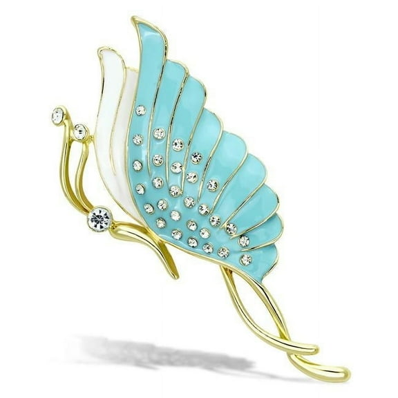 Alamode LO2772 Women Flash Rose Gold White Metal Brooches with Top Grade Crystal in Clear