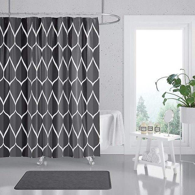 CHAO Cortina de Ducha y Bañera con Gatos Divertidos Negros de Poliéster Impermeable con 12 Anillas, Cortina de Ducha Impermeable Minimalista, Lavable a Máquina, 180 x 180 c